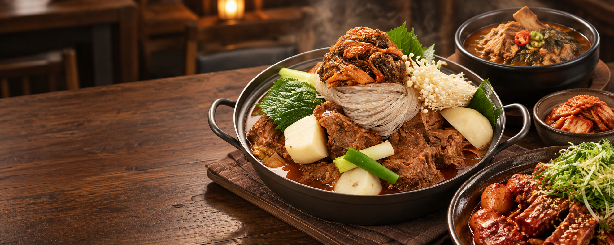 우거지 감자탕과 뼈해장국, 뼈찜을 담은 대표 메뉴 한 상